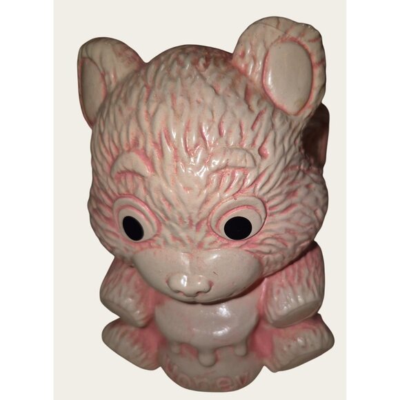 Vintage Ceramic Pink Bear Planter With Honey Pot Design - Picture 4 of 9